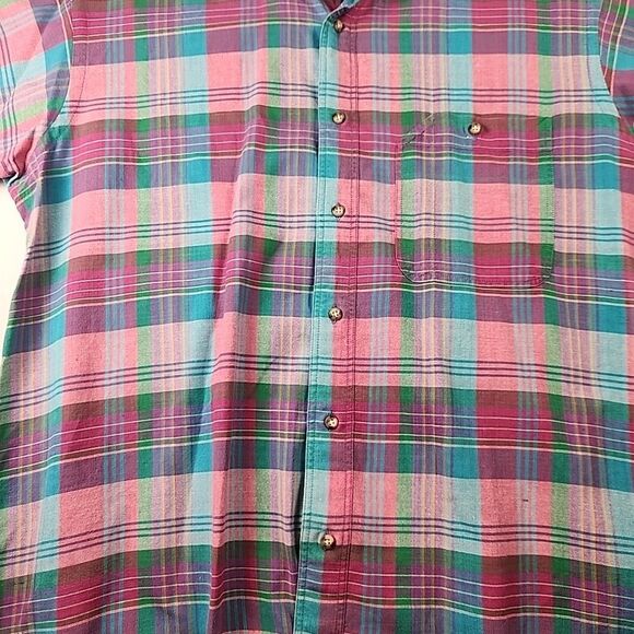 VTG Gant Salty Dog Plaid Half Sleeve Button Down Shirt Mens Large Spring Preppy - Picture 8 of 12